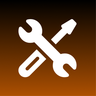 White tools on brown gradient background